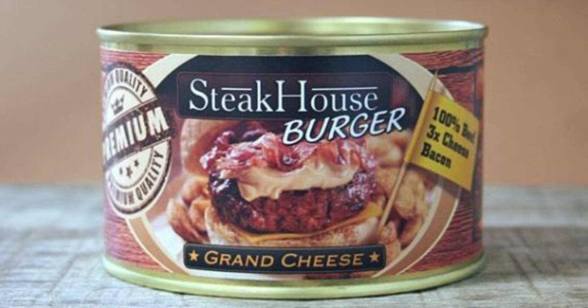 Steakhouse Bacon Cheeseburger canned tin